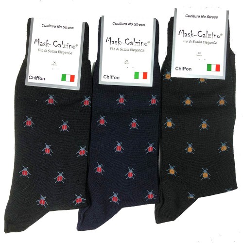 (3 pairs) Short socks in mercerized cotton by MASK-CALZINO with "Ladybugs" pattern