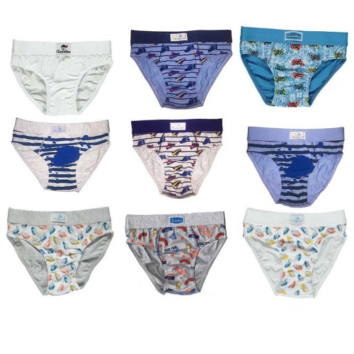 (9pcs) Baby briefs in stretch cotton GASOLINO patterned based on availability (indicative image) - LADYC
