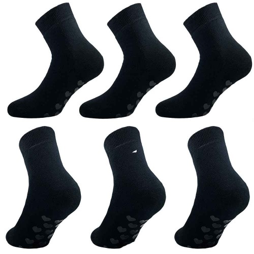 (3pcs) Non-slip socks in warm solid color cotton by PRISCO