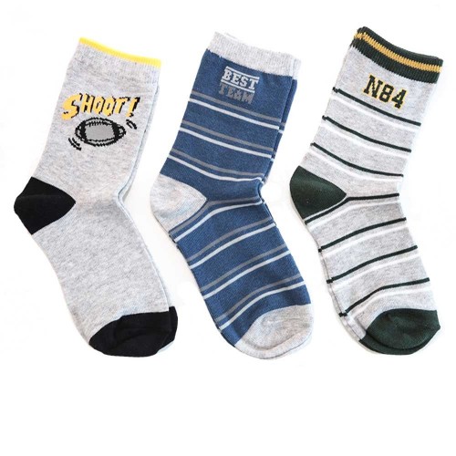 (3 pairs) Warm cotton socks for colorful boys, ages 2-4