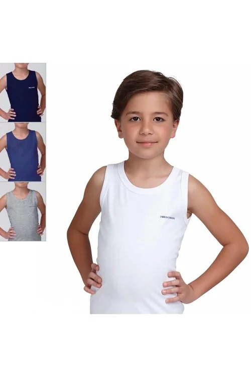 (3 Stück) ENRICO COVERI Tanktop aus Stretch-Baumwolle für Jungen/Jungen – LADYC