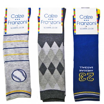 (3 pairs) Long colored warm cotton baby socks art. 1440