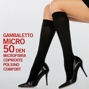(6paia) Gambaletto coprente 50 den in microfibra BELLISSIMA
