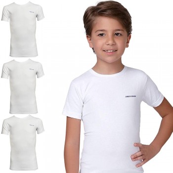 (3pz) T-shirt bimbo/ragazzo in cotone elasticizzato...