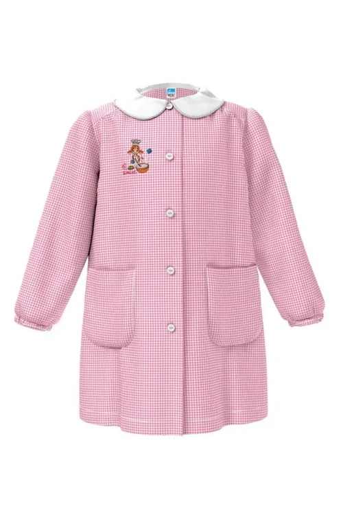Grembiule bimba asilo a quadrettini rosa SIGGI